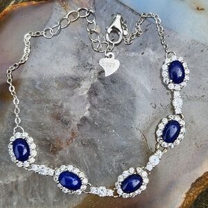 S925 Lapis Lazuli 5 stone bracelet with zircone
